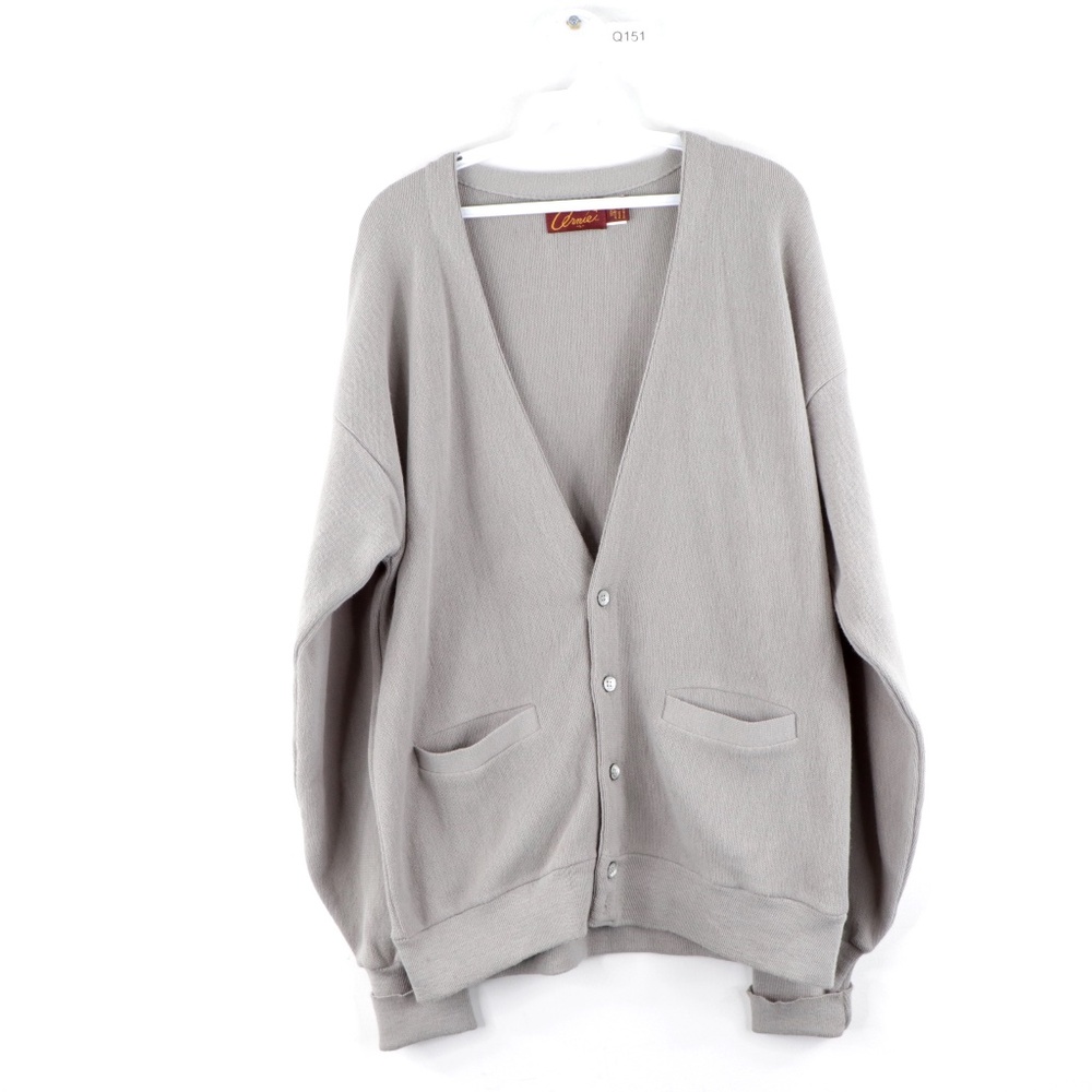 Vintage 80s Streetwear Knit Cardigan Sweater Gray